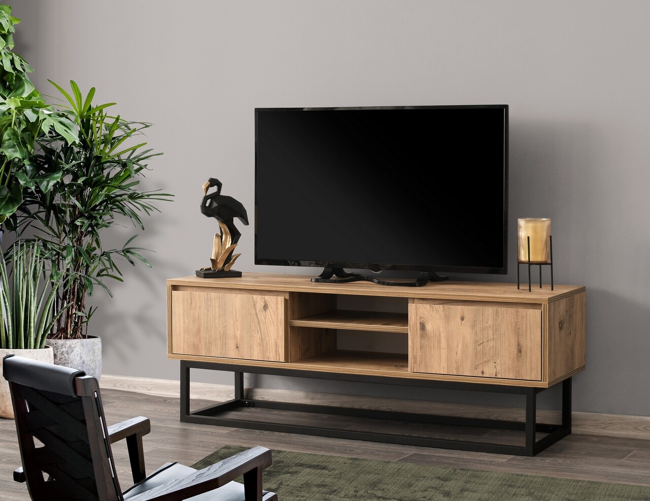 Comoda TV Belinda 140, Kalune Design, 140x40x50 cm, maro - imagine 7